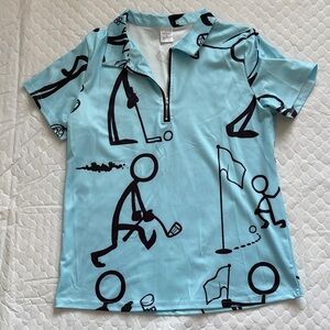 Women’s Light Blue Golf Print Top